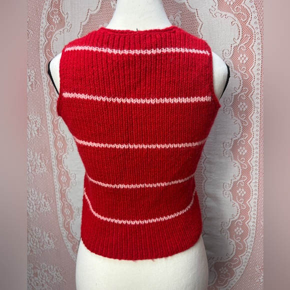 Vintage 90s Red Striped Knit Vest - Picture 3 of 7